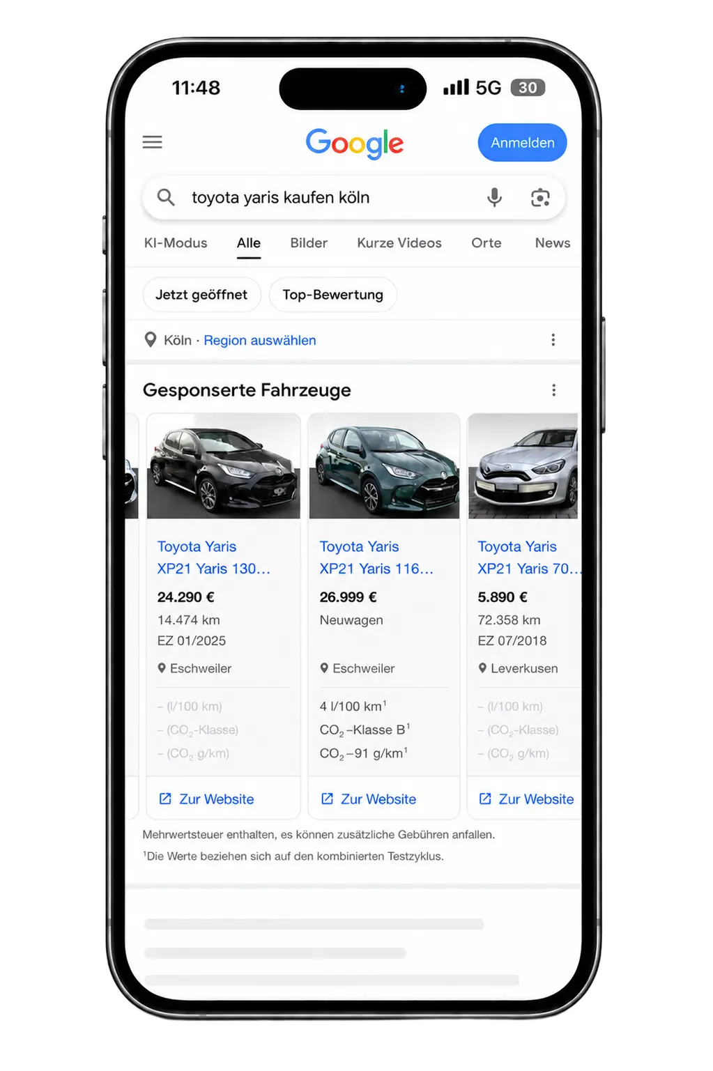 Google Vehicle Ads für Autohäuser