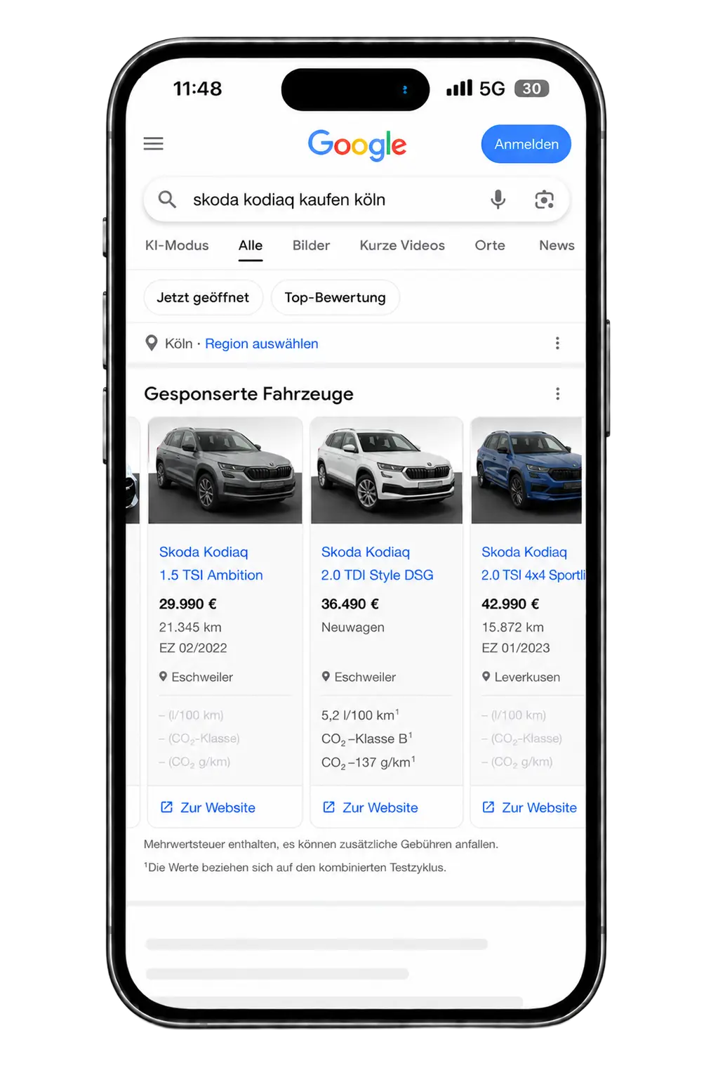Google Vehicle Ads für Autohäuser